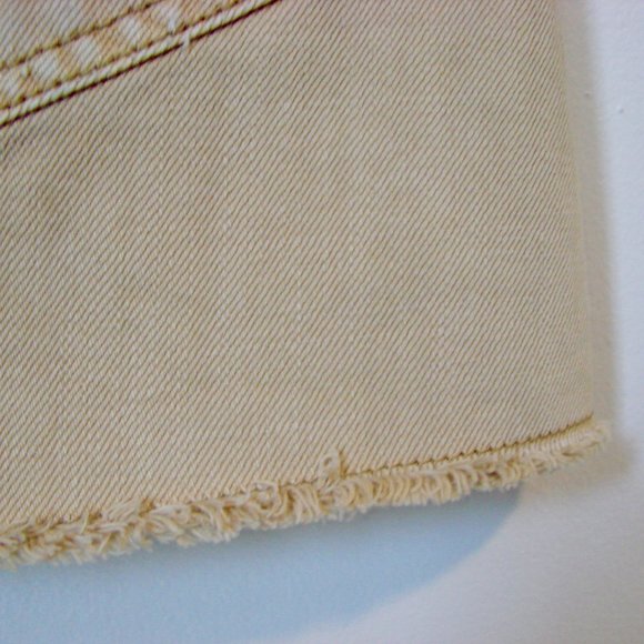 Free People Mini Skirt Beat of the Music Tan Khaki Denim Raw Hem Size 2 Small - Picture 13 of 16